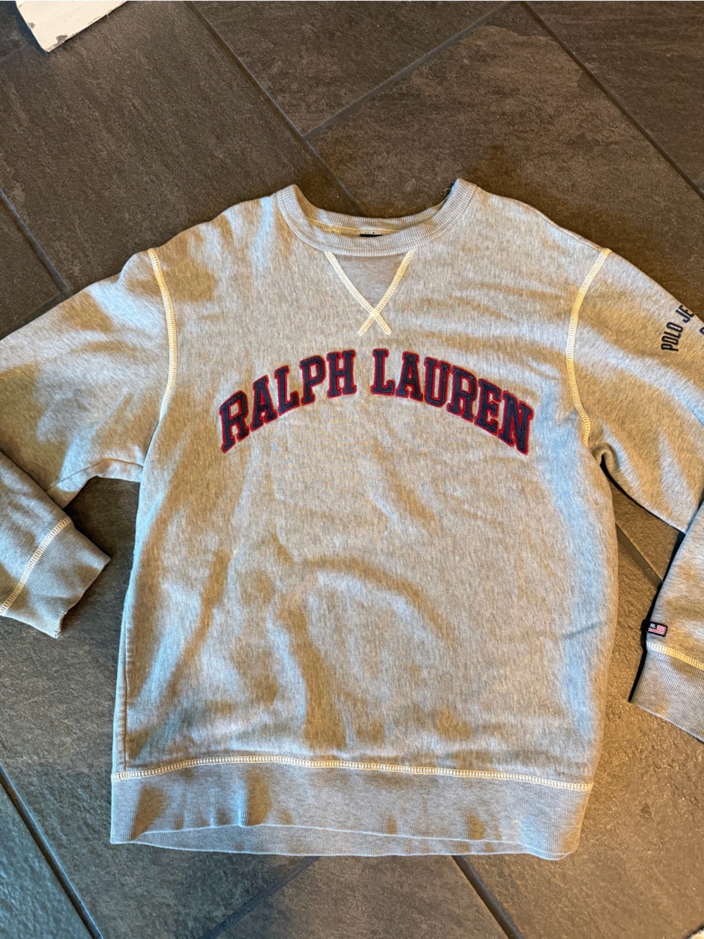 Ralph Lauren Gray Crewneck Sweatshirt with Red Logo